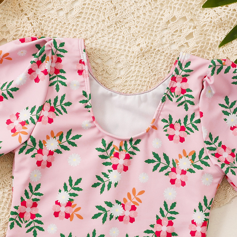 Virágos, rövid ujjú lányoknak készült, egyrészes Rash Guard fürdőruha, 2022-es gyermek fürdőruha Kislányos fürdőruha strandruha 8-14 éves korig