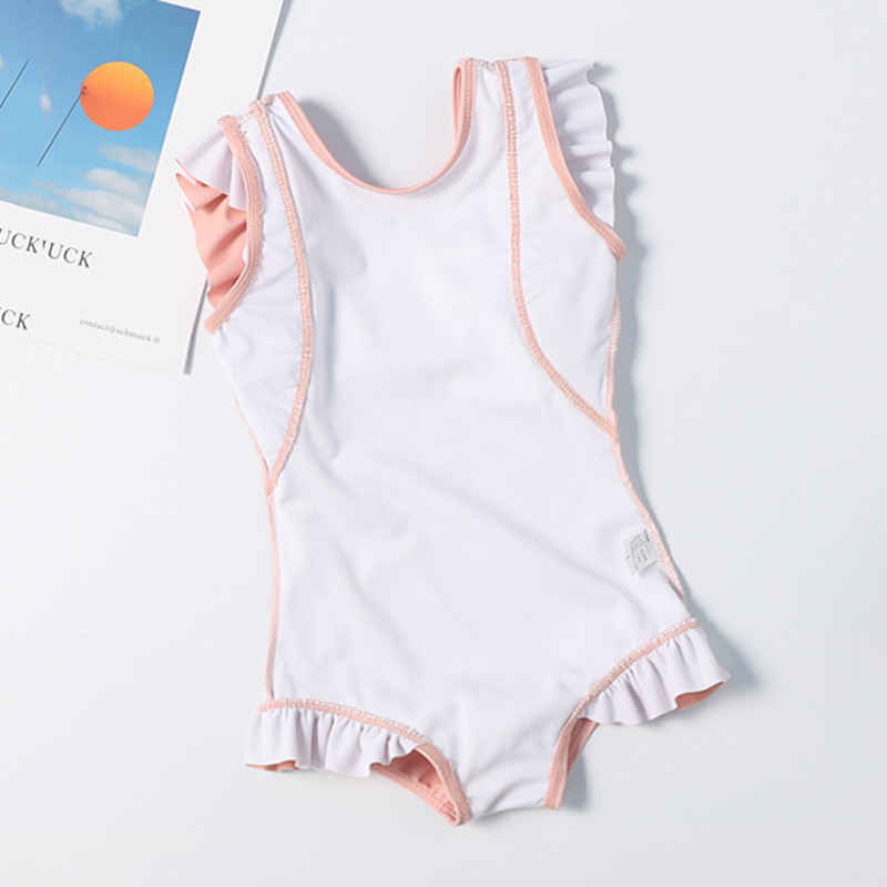 Toddler Girl Flounce viengabalains peldkostīms bez piedurknēm ar peldcepuri, jauks, ciets, mazas meitenes peldkostīms bērnu peldkostīms