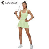 CUGOAO egyrészes teniszruhák nőknek beépített rövidnadrággal és melltartóval, elasztikus kültéri golf tollaslabda ruha Fitness sportruházat