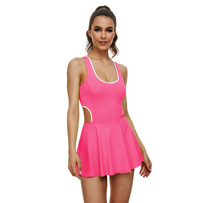 CUGOAO egyrészes teniszruhák nőknek beépített rövidnadrággal és melltartóval, elasztikus kültéri golf tollaslabda ruha Fitness sportruházat