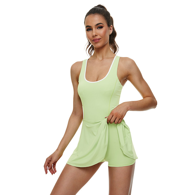 CUGOAO egyrészes teniszruhák nőknek beépített rövidnadrággal és melltartóval, elasztikus kültéri golf tollaslabda ruha Fitness sportruházat