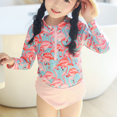 Bērnu peldkostīms ar rāvējslēdzēju priekšā izsitumu aizsargs ar garām piedurknēm UPF50+ UV saules aizsargkostīms bērniem ar bikini apakšu