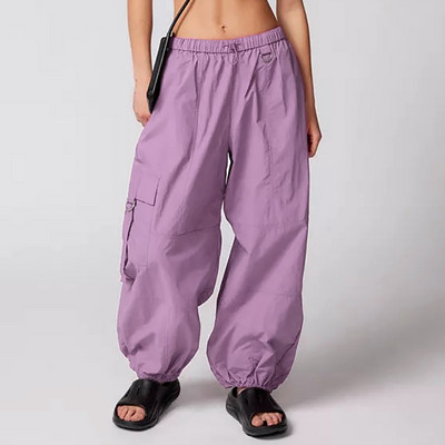 Teenager Girls Parachute Pants Baggy Cargo Trousers Wide Leg Track Pants Elastic Clothes Women Women Cotton Pants Petite
