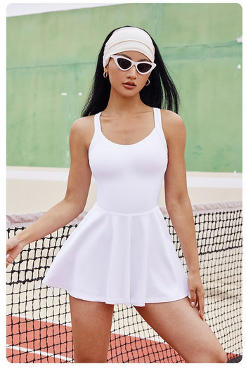 Γυναικείο φόρεμα τένις μονοκόμματο λεπτή εφαρμογή Απαλά αθλητικά σετ Σκόρτες μπάντμιντον γκολφ Φόρμες χιαστί πίσω με επιθέματα στήθους Κοστούμια γιόγκα