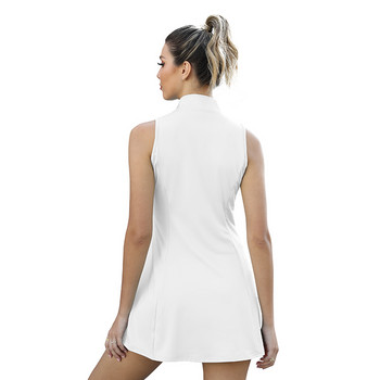 CUGOAO Дамска плътна тенис рокля без ръкави Дамски бели спортни тренировъчни мини рокли с шорти Спортно облекло за голф и бадминтон