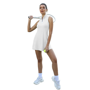 CUGOAO Дамска плътна тенис рокля без ръкави Дамски бели спортни тренировъчни мини рокли с шорти Спортно облекло за голф и бадминтон