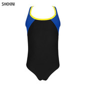 SHEKINI meiteņu peldkostīms ar dubultām siksnām, krusteniskas muguras siksnas viendaļīgs peldkostīms 6-14 gadu vasaras sporta pludmales apģērbs