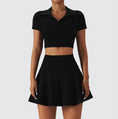 Tennise riided Naiste seelikuülikond Kaheosaline Culottes lühikeste varrukatega golfi seelikukomplekt sulgpalli spordiülikond