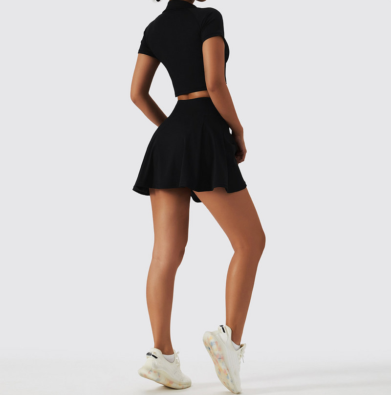 Tennise riided Naiste seelikuülikond Kaheosaline Culottes lühikeste varrukatega golfi seelikukomplekt sulgpalli spordiülikond