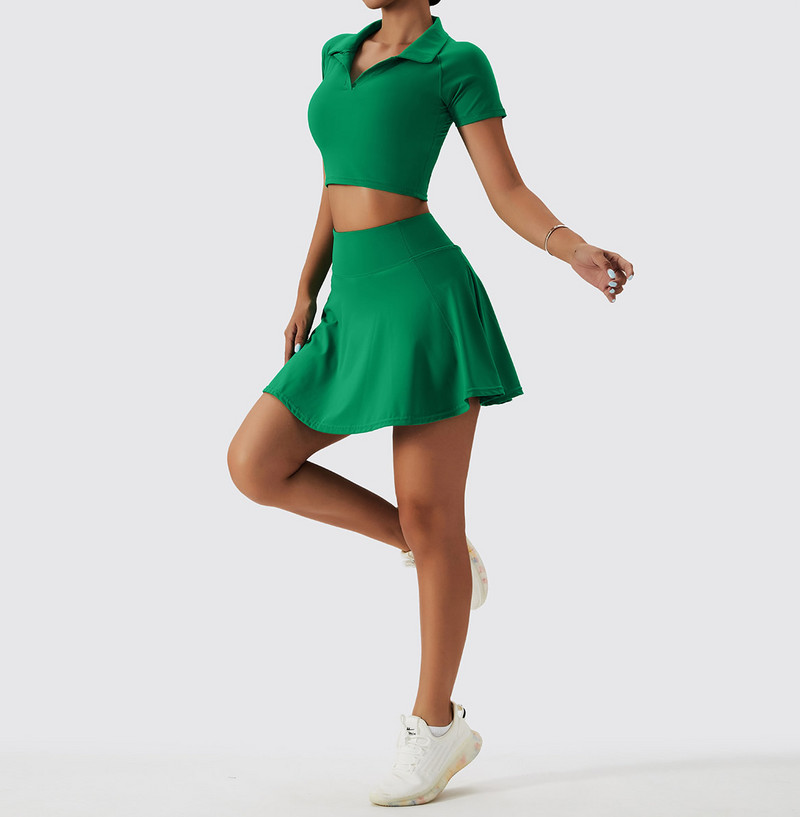 Tennise riided Naiste seelikuülikond Kaheosaline Culottes lühikeste varrukatega golfi seelikukomplekt sulgpalli spordiülikond