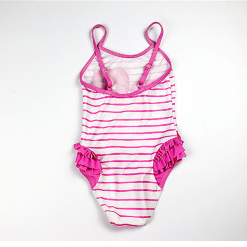 Funfeliz Flamingo peldkostīmi meitenēm 2018. gada jauks mazuļu peldkostīms multfilmas svītrains viengabala peldkostīms bērnu peldkostīms