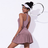 Sieviešu golfa tenisa kleitas ar šortiem, noņemamiem polsteriem, kailām jūtām, āra sporta sporta zāle badmintons skriešanas jogas kleita kroku svārki