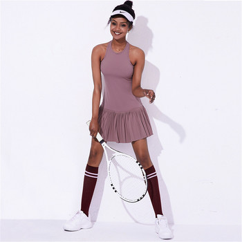 Дамски голф тенис рокли с къси шорти подвижни подплънки голо усещане спорт на открито фитнес зала бадминтон бягане йога рокля плисирани поли
