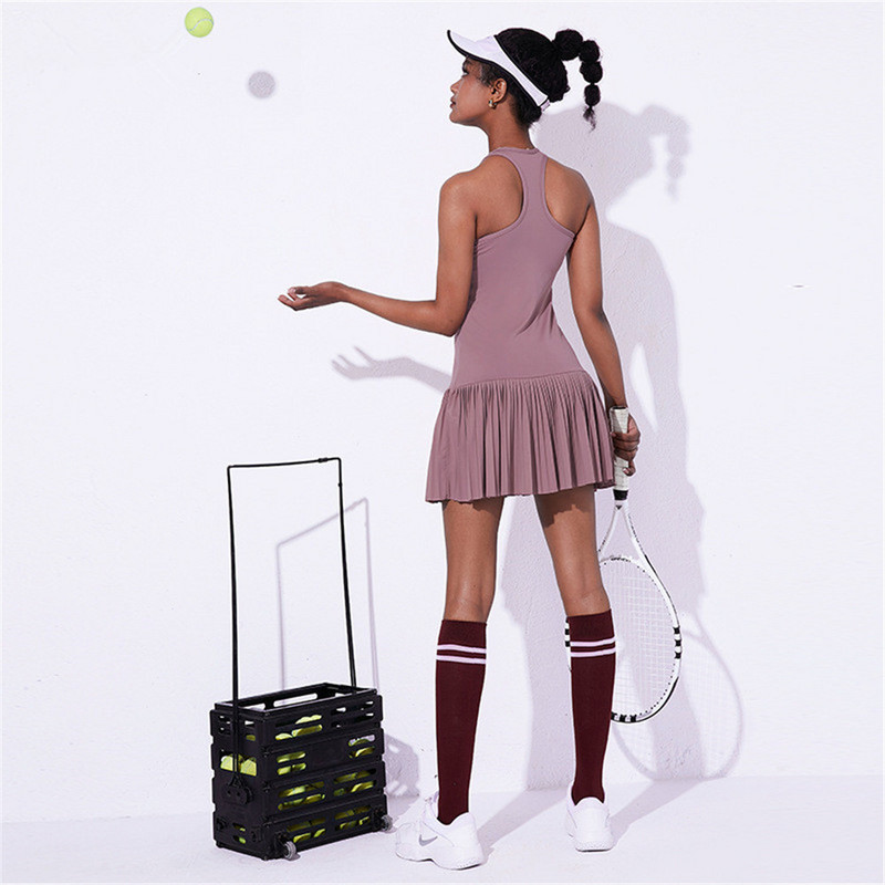 Sieviešu golfa tenisa kleitas ar šortiem, noņemamiem polsteriem, kailām jūtām, āra sporta sporta zāle badmintons skriešanas jogas kleita kroku svārki