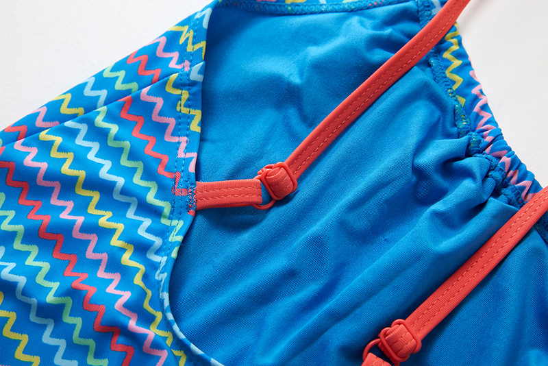 Lányos fürdőruha egyrészes csíkos fürdőruha függő nyakú gyermek fürdőruha 2020 új kék híresség stílusú fürdőruha 1087