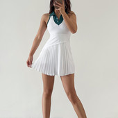 Sean Tsing® sporta tenisa golfa kroku kleitas sievietēm bez piedurknēm, nolaižama apkakles polsterēta kleita ar drošības šortiem, divu gabalu uzvalki