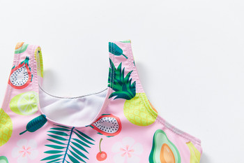 2-9 години Бански костюм за момичета Едно парче летни бански костюми с плодове 2021 Нов бански костюм с розови плодове Летни плажни костюми за деца