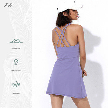 Γυμνό φόρεμα γκολφ Γυναικείο φόρεμα μπάντμιντον για τένις Φούστα τένις για τρέξιμο και σορτς αναπνεύσιμο σετ δύο τεμαχίων