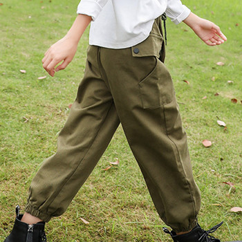 Деца Момичета Спортни клинове Едноцветен гащеризон с шнурове Панталони с джоб Детски летни панталони за упражнения Спорт Модерен танц