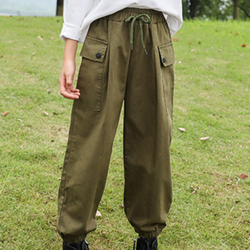 Bērnu, meiteņu sporta legingi, tīras krāsas aukliņas Dungarees bikses ar kabatu bērniem vasaras bikses vingrošanai, sportam, modernām dejām