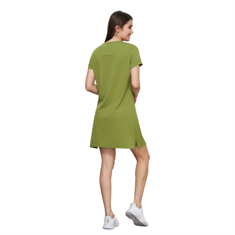 2023. gada sieviešu tenisa kleita vasaras jogas sporta svārki vienkrāsaini ar īsām piedurknēm, golfa pludmales minikleita ar šķēlumu, brīvs, mīksts treniņu apģērbs