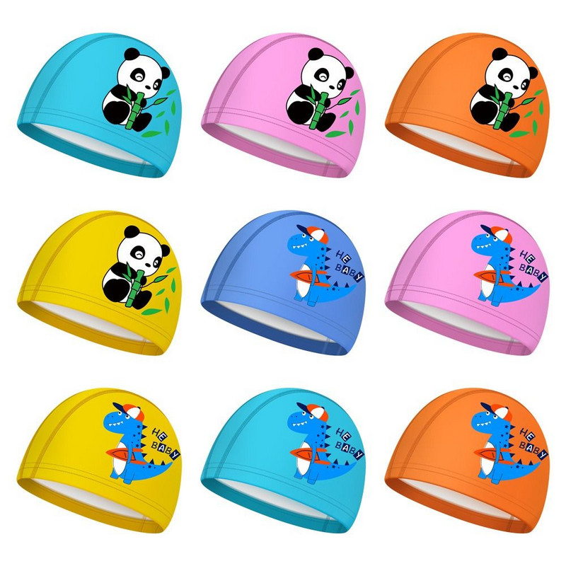 Plisuotas Laisvas dydis Ilgi plaukai Apsaugo animacinis spausdintas elastingas Pu turbanas baseino kepuraitės plaukimo kepuraitės vaikams plaukimo kepuraitė