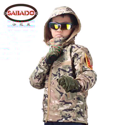 Ūdensnecaurlaidīga āra kamera Ūdensnecaurlaidīga bērnu TAD Tactical Shark Skin Softshell medību jaka bērniem Armijas mēteļi medību jakas