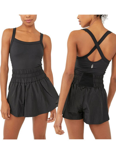 Sieviešu tenisa golfa kleita ar iebūvētiem šortiem zem vienkrāsainiem piedurknēm, sporta kleitas golfa treniņiem