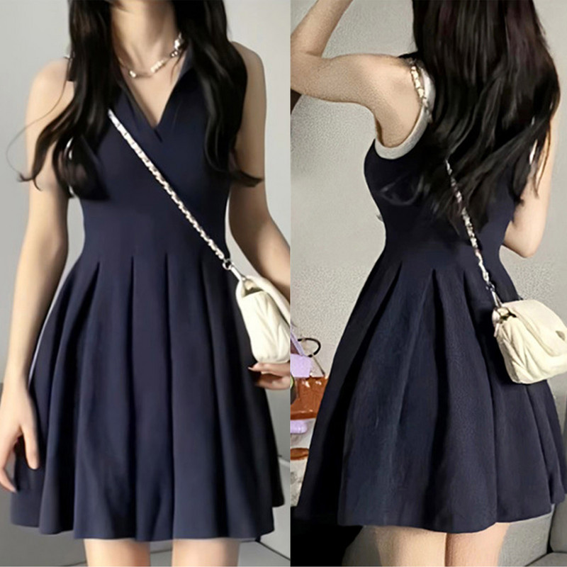 Sieviešu modes sporta kleitas golfa tenisa kleita ikdienas sporta kleita ar V kakla izgriezumu bez piedurknēm virs ceļgaliem ar kroku