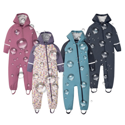 2022 Hooded Baby Boy Rompers Waterproof Rain Girls Jumpsuits Winter Snow Children Overalls Sport Kids Bodysuit Toddler Clothes