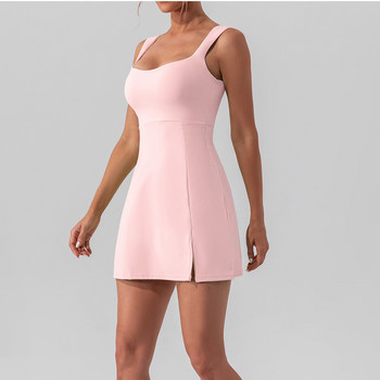 Σέξι αθλητικά φορέματα Halter Γυναικεία αναπνεύσιμα χρώματα Φόρεμα τένις γιόγκα Εξωτερικό φόρεμα γκολφ μπάντμιντον Ρούχα τένις Ενεργό φόρεμα