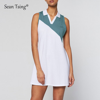 Sean Tsing® Φορέματα τένις Γυναικεία αμάνικα αναδιπλούμενο γιακά Vigentino φόρεμα μπάντμιντον γκολφ με σορτς ασφαλείας σετ δύο τεμαχίων