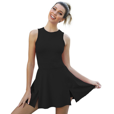 Modes sieviešu vienkrāsains tenisa tērps ar īsām piedurknēm golfa badmintona sporta kleitas Sieviešu sporta zāles fitnesa sporta apģērbs