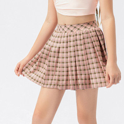 Bērnu sporta skorts ar kabatām Meitenēm pusaudžu kroku čekiem pret atspīdumu deju golfa tenisa skriešanas šorti ar svārkiem