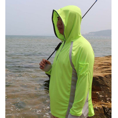 Férfi horgász ing Anti UV ruházat napvédő kapucnis pulóver Gyorsan szárad, légáteresztő horgászpulóver, túramászó ing