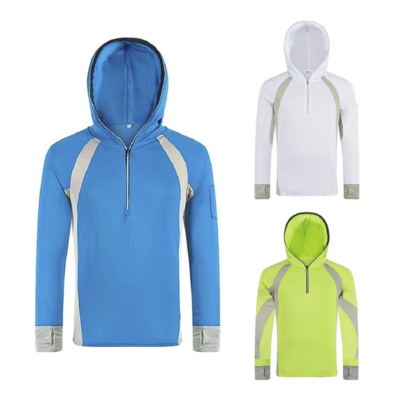 Vīriešu makšķerēšanas krekls Anti-UV Drēbes Saules aizsardzība Hoody Pulovers Ātri Dry Elpojošs Makšķerēšanas džemperis Valkā pārgājienu kāpšanas krekls