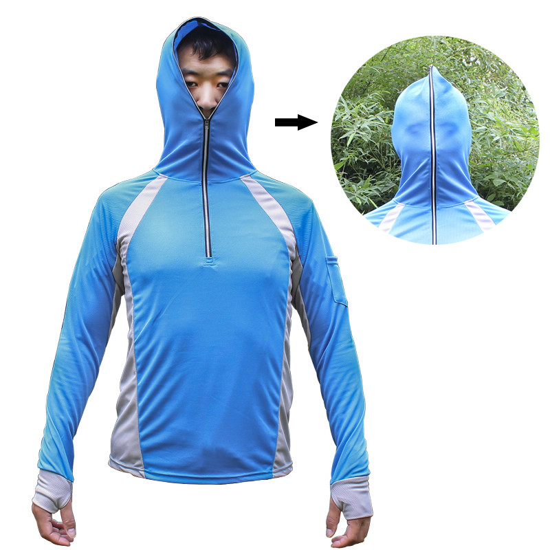 Vīriešu makšķerēšanas krekls Anti-UV Drēbes Saules aizsardzība Hoody Pulovers Ātri Dry Elpojošs Makšķerēšanas džemperis Valkā pārgājienu kāpšanas krekls