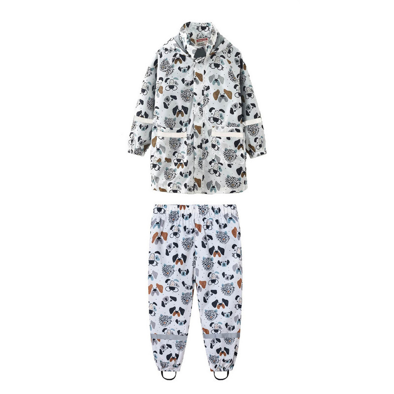 2023. gada PU ūdensnecaurlaidīgi mazuļu zēnu apģērbu komplekti āra sportam, meiteņu lietus kostīmi ar kapuci jaka, kopējais bērnu kostīms, bērnu treniņtērps