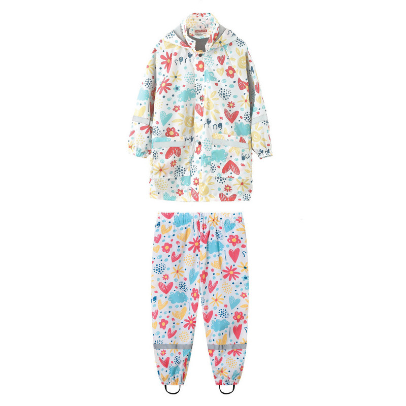 2023. gada PU ūdensnecaurlaidīgi mazuļu zēnu apģērbu komplekti āra sportam, meiteņu lietus kostīmi ar kapuci jaka, kopējais bērnu kostīms, bērnu treniņtērps