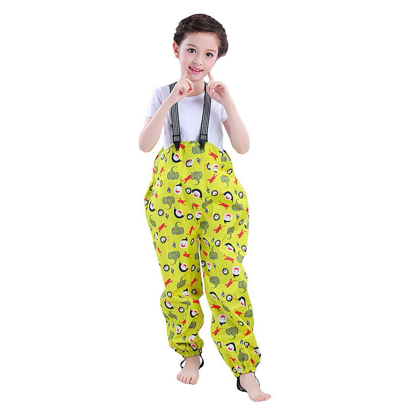 Bērnu lietus Dungarees vēja necaurlaidīgs ūdensnecaurlaidīgs dubļu lietus bikses bikses bērniem mazuļi zēni meiteņu kombinezoni necaurlaidīgi lietus apģērbi āra
