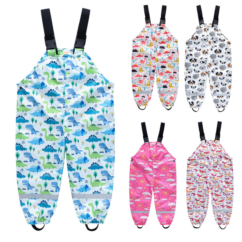 Bērni Bērni Ūdensnecaurlaidīgas lietus bikses Karikatūra Apdruka Ūdensizturīgi Kombinezoni Zēniem Zēniem Meitenēm Bikšturi Kombinezoni Modes Bērnu Kombinezoni