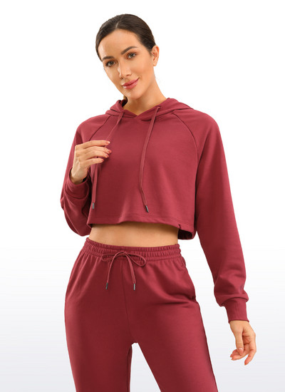 CRZ YOGA Sieviešu ikdienas saīsināts kapucis ar garām piedurknēm, savilkšanas džemperi, jauki džemperi treniņiem.