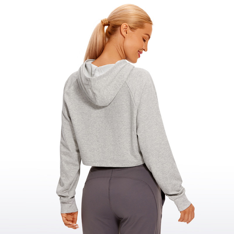 CRZ YOGA Sieviešu ikdienas saīsināts kapucis ar garām piedurknēm, savilkšanas džemperi, jauki džemperi treniņiem.