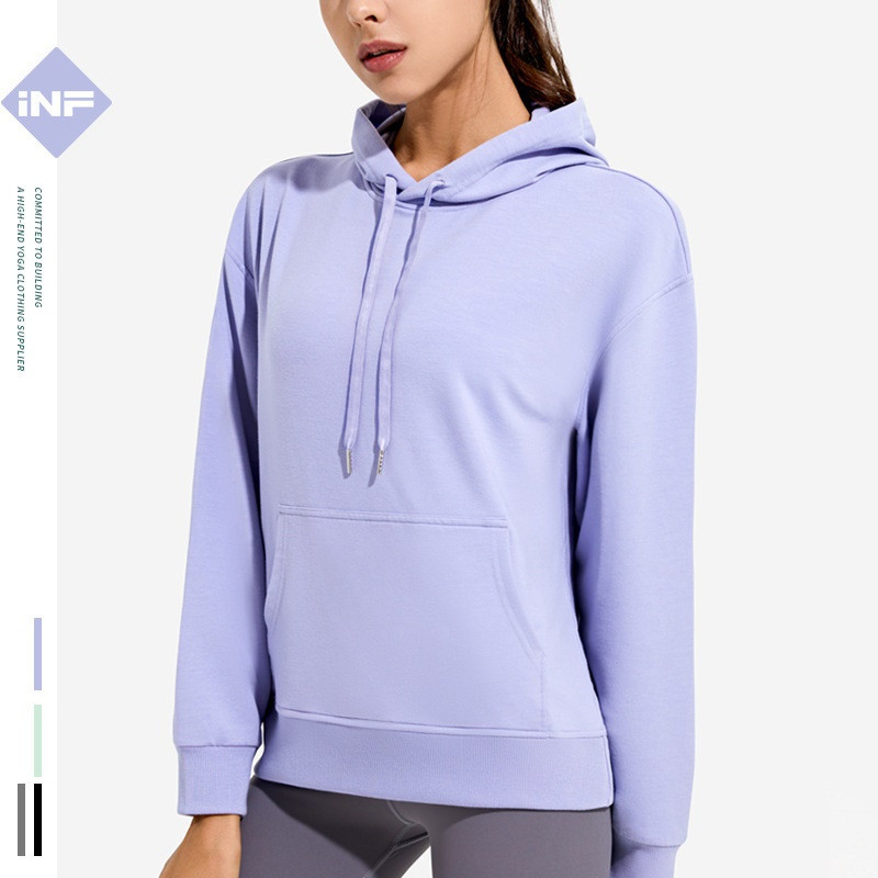 Jaunums Sieviešu brīvā laika sporta jogas sporta džemperis Sieviešu džemperis ar garajām piedurknēm ar kapuci, krītot uz pleciem