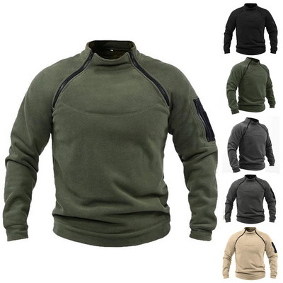 Men`s US Tactical Outdoor Jacket Hunting Clothes Warm Side Zippers Fleece Pullover Man Windproof Autumn Coat Military Underwear