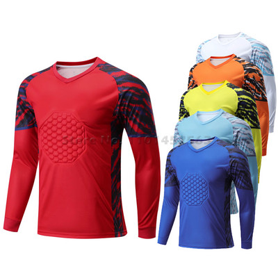 Νέος τερματοφύλακας ανδρικές προσαρμοσμένες φανέλες ποδοσφαίρου Στολές Protrctive Σετ ποδοσφαιρικών ρούχων Φόρμα μακρυμάνικη στολή ποδοσφαίρου