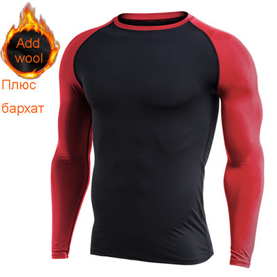 Ανδρικά φλις αθλητικά μπλουζάκια Compression Fitness πουλόβερ cross-fit Τζέρσεϊ για τρέξιμο Μπλούζες κρατήστε ζεστό αθλητικό μπλουζάκι Rashgard για το χειμώνα