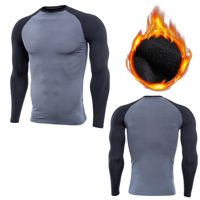 Meeste fliisist spordi T-särgid Compression Fitness kampsun cross-fit Jersey jooksu Topid sooja hoidvad Rashgardi spordisärgid talveks