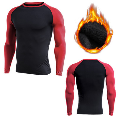 Meeste fliisist spordi T-särgid Compression Fitness kampsun cross-fit Jersey jooksu Topid sooja hoidvad Rashgardi spordisärgid talveks