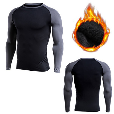 Meeste fliisist spordi T-särgid Compression Fitness kampsun cross-fit Jersey jooksu Topid sooja hoidvad Rashgardi spordisärgid talveks
